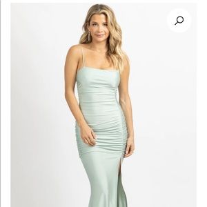 Sea Gren side ruched slit maxi dress